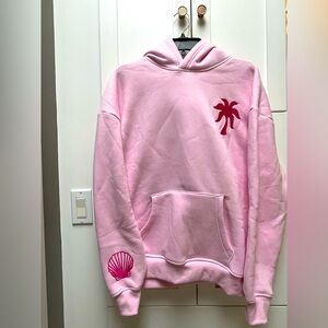 NWOT Pink Palm Puff Hoodie Sweatshirt, Size Medium